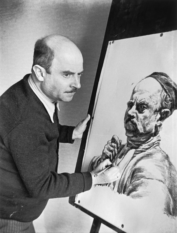 Ludwig Meidner bei der Arbeit an einem Selbstporträt